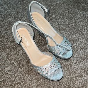 Jasmin Silver Sparkly Wedges